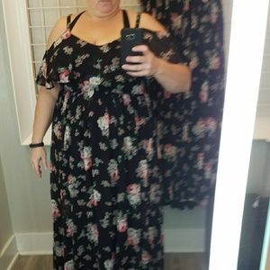 Full length cold shoulder dress